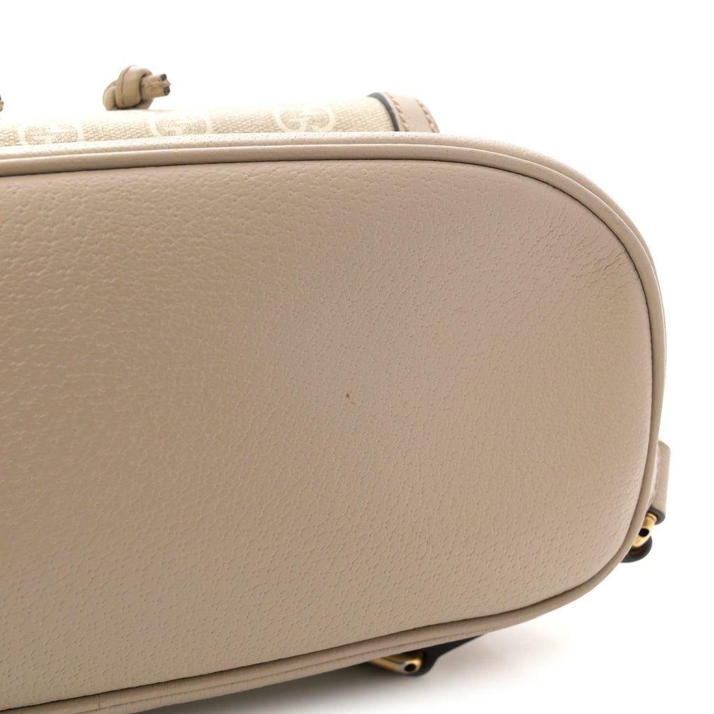 GG Supreme Monogram Azalea Calfskin Retro Interlocking G Buckle Backpack Beige Mystic White