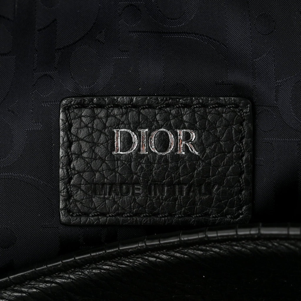 Grained Calfskin Saddle Soft Bag Black