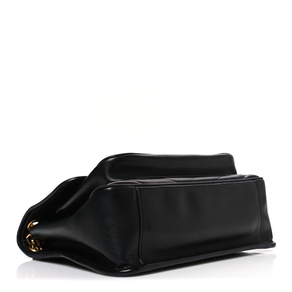 Crinkled Calfskin Matelasse Monogram Medium Niki Chain Satchel Black