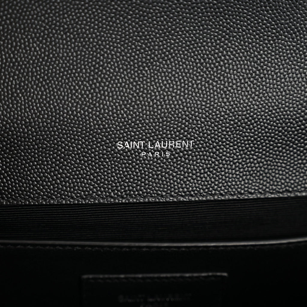 Grain De Poudre Textured Mixed Matelasse Triquilt Medium Monogram Satchel Black