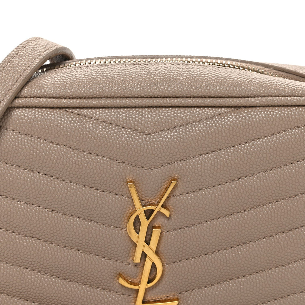 Grain De Poudre Matelasse Monogram Mini Lou Camera Bag Dark Beige