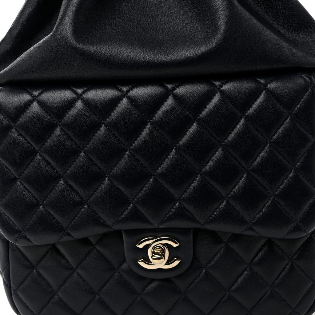 Lambskin Quilted Large In Seoul Backpack Navy