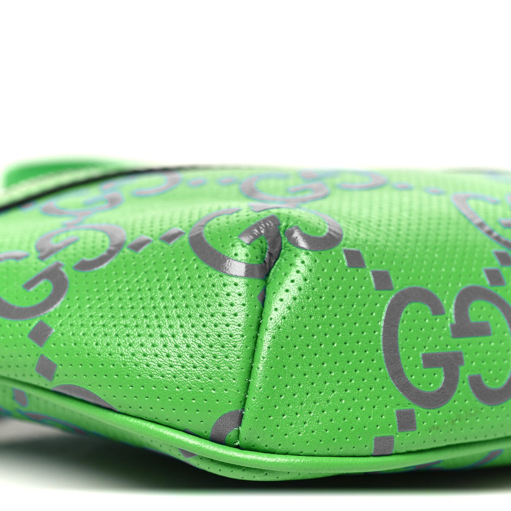 Calfskin GG Tennis Bi-Color Embossed Belt Bag Joy Green Joy Blue