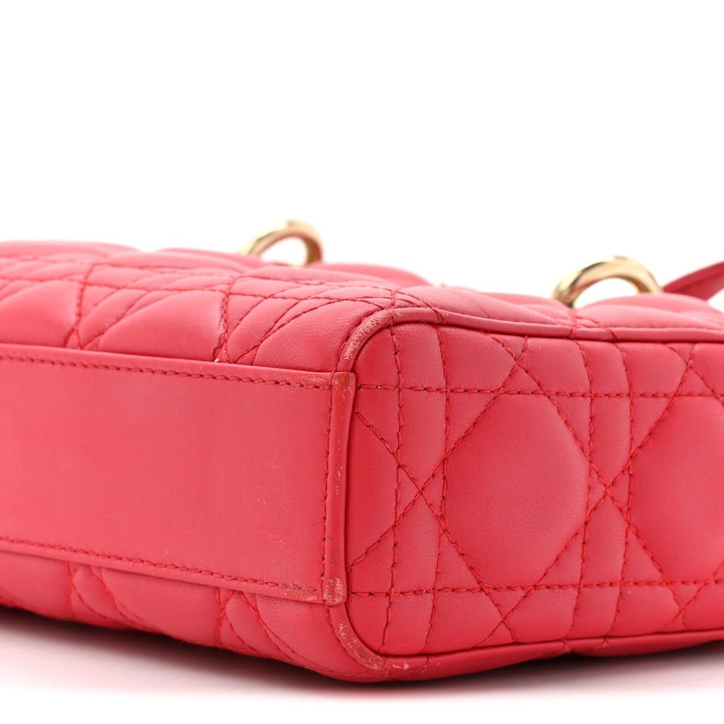 Lambskin Cannage Medium Lady D-Joy Red