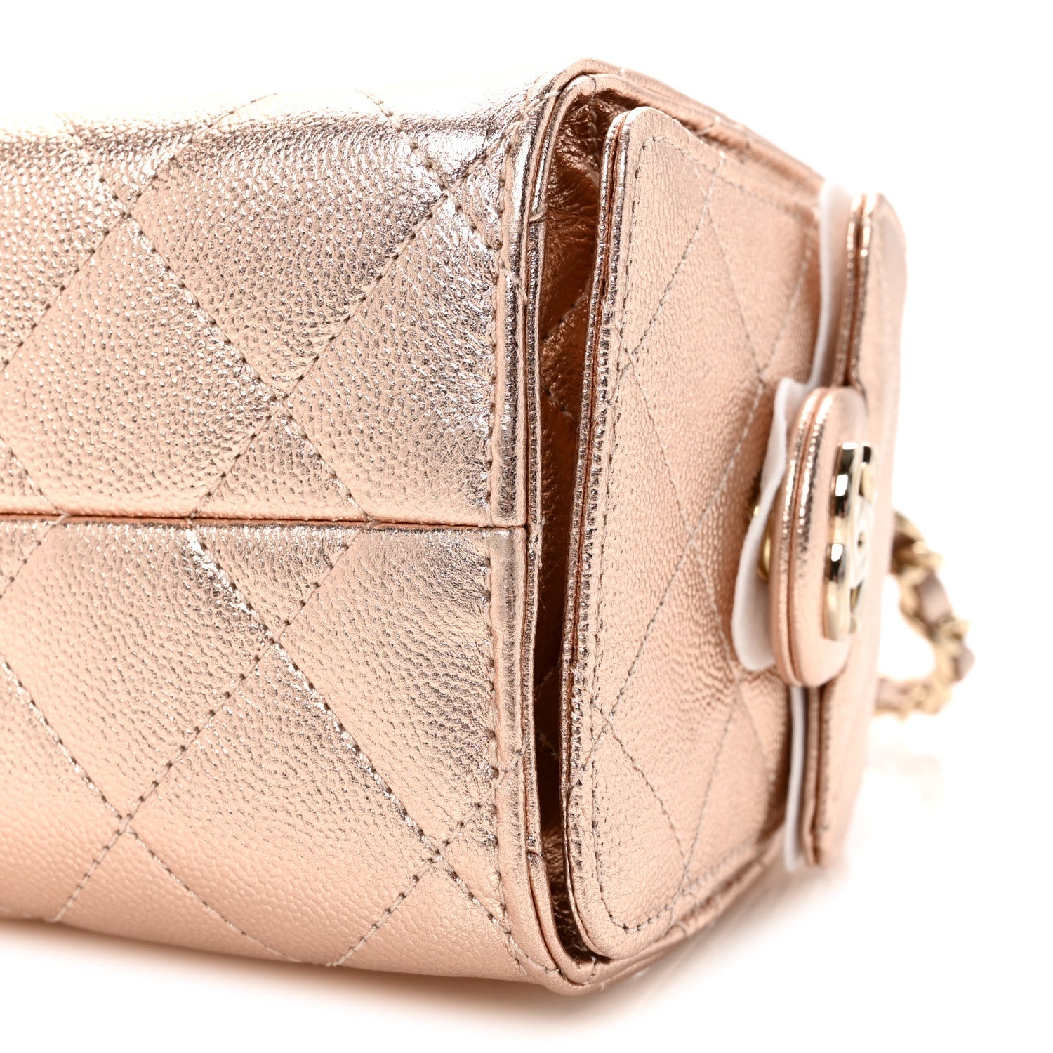 Metallic Caviar Quilted Mini Chanel 25 Handbag Copper
