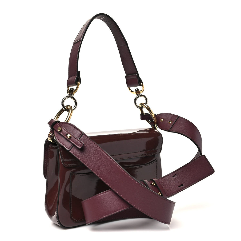 Spazzolato Sfumato Calfskin Small C Double Carry Burnt Brown