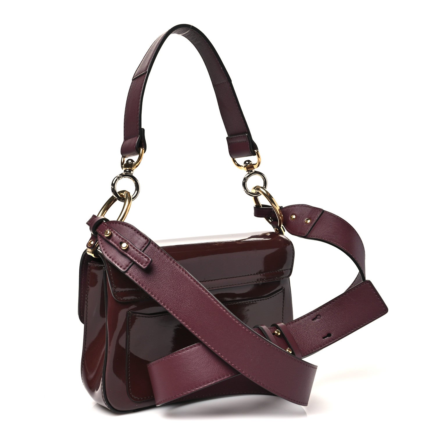 Spazzolato Sfumato Calfskin Small C Double Carry Burnt Brown
