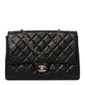 Lambskin Quilted Clutch With Chain Flap Black
