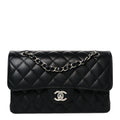 Caviar Quilted Small Double Flap Black