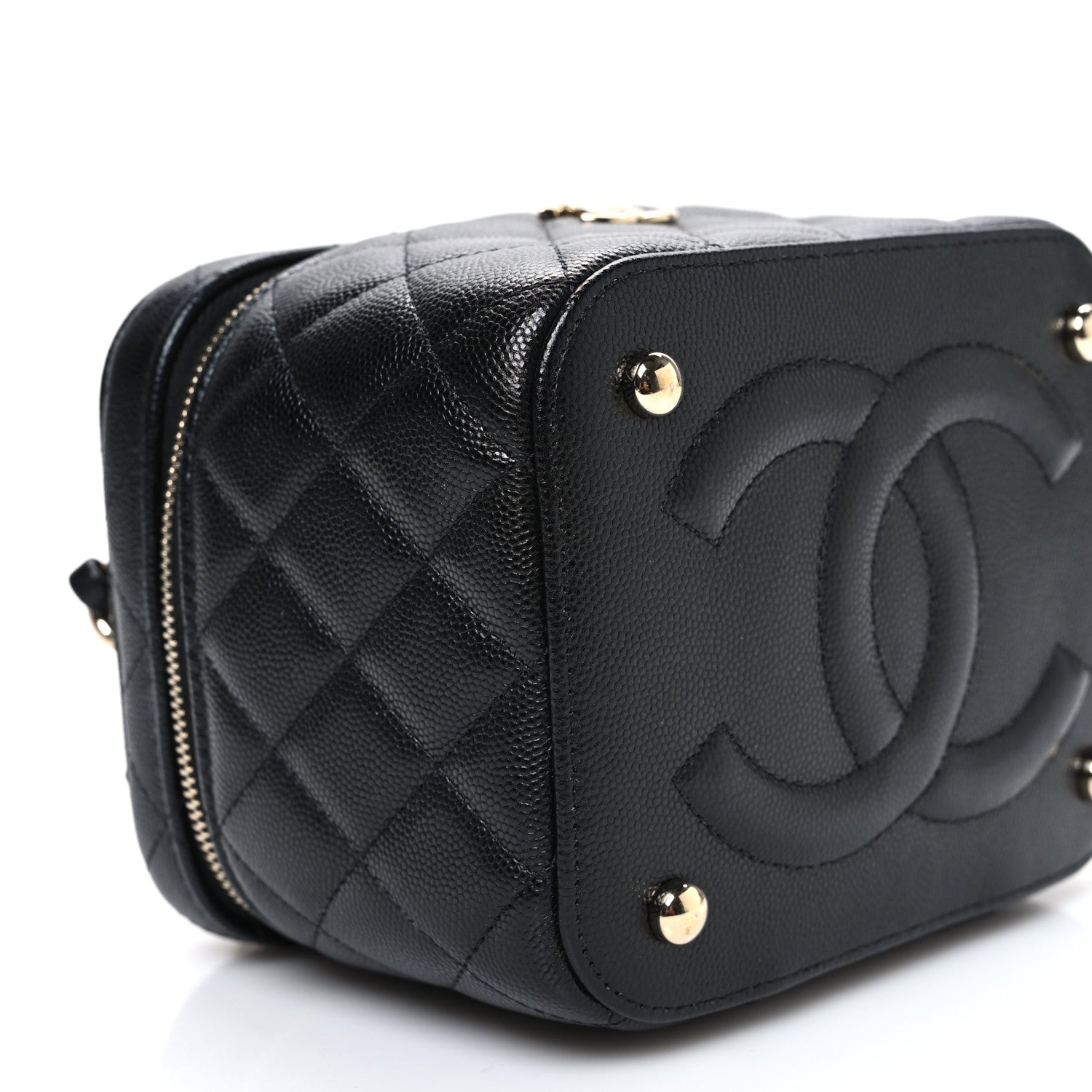 Caviar Quilted Small CC Vanity Case Black Black