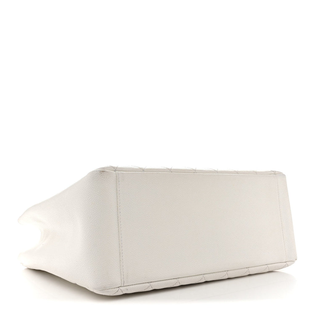 Caviar Quilted Grand Shopping Tote GST White