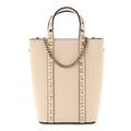 Pebbled Calfskin Rockstud North South Crossbody Bag Light Ivory