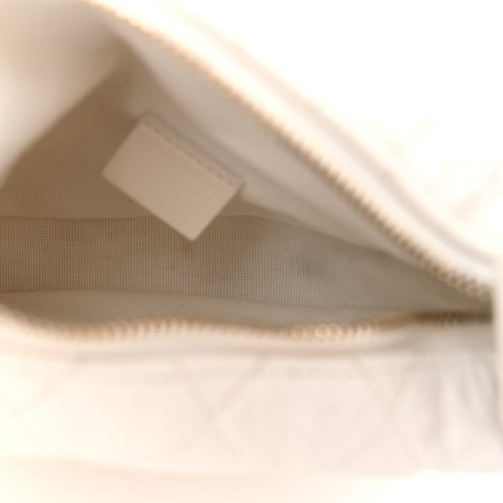 Lambskin Quilted Chain Around Pouch Hobo White