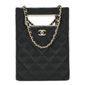 Caviar Quilted Evening Box Bag Black