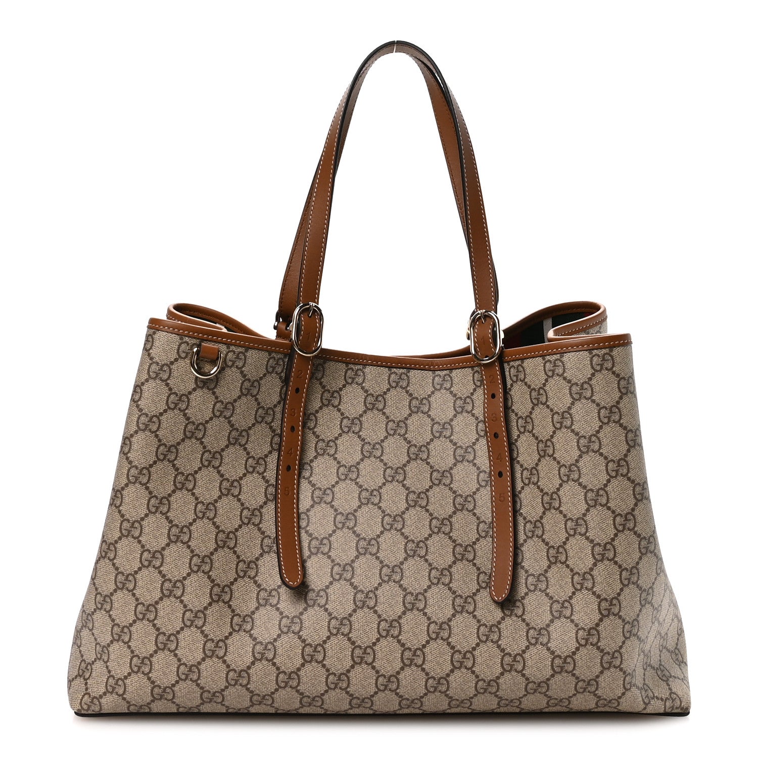 GG Supreme Monogram Emblem Large Tote Bag Beige Ebony Sundial