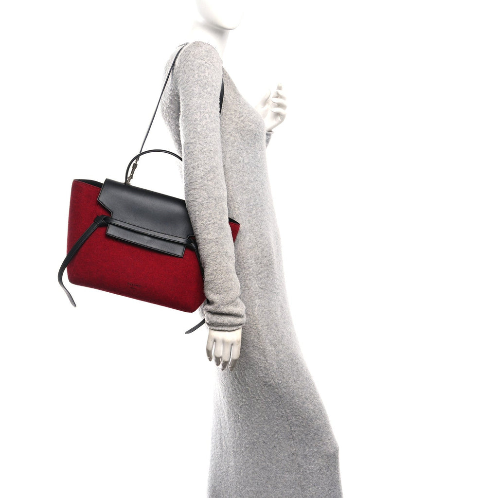 Felt Smooth Calfskin Mini Belt Bag Red