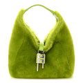 Shearling Crocodile Embossed Calfskin Mini G-Hobo Citrus Green
