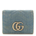 Denim Matelasse Pearly GG Marmont  Case Wallet Blue