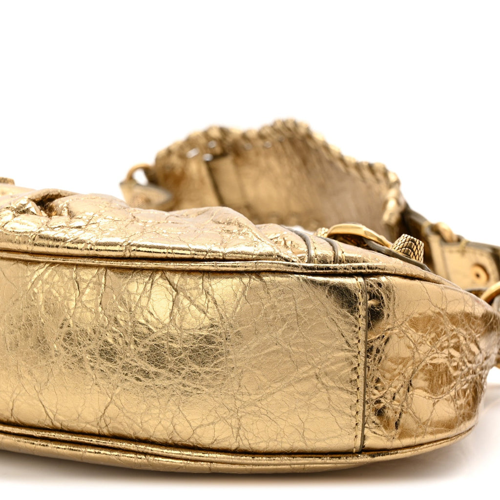 Metallic Agneau Arena Le Cagole Shoulder Bag XS Gold