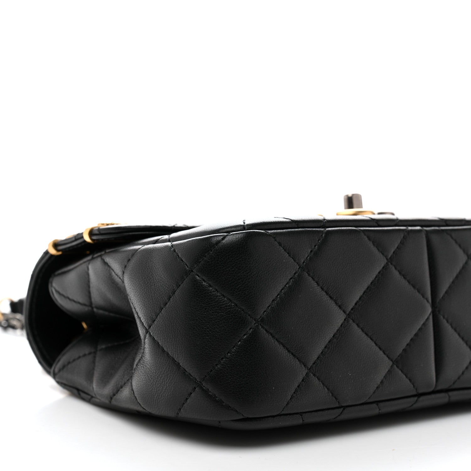Lambskin Quilted Small Coco Clips Single Flap Black