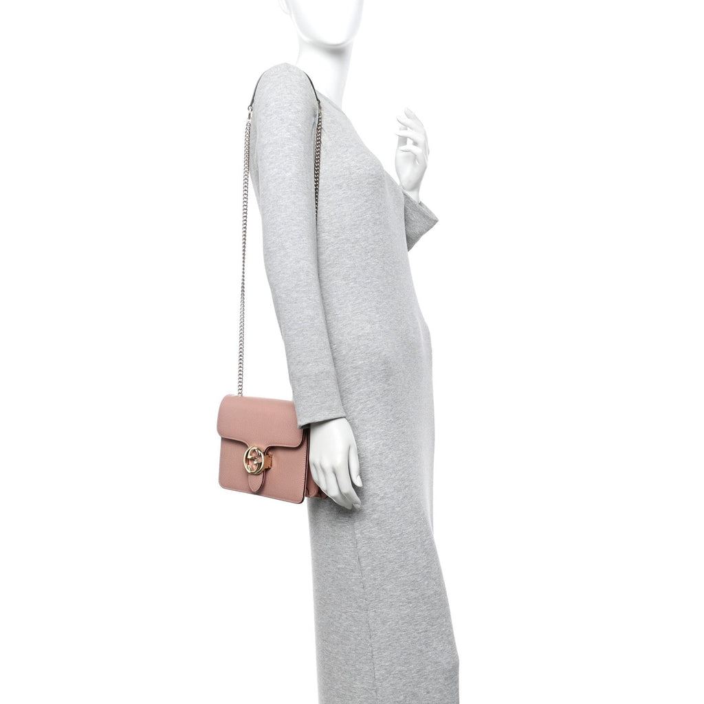 Dollar Calfskin Small Interlocking G Shoulder Bag Soft Pink