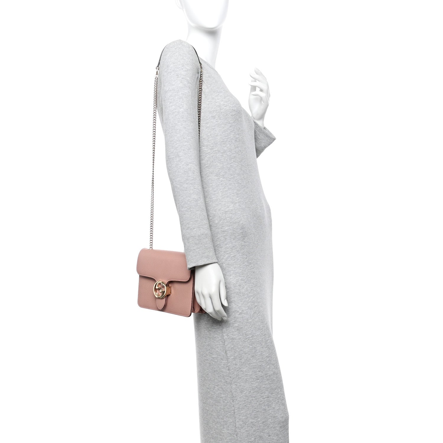 Dollar Calfskin Small Interlocking G Shoulder Bag Soft Pink