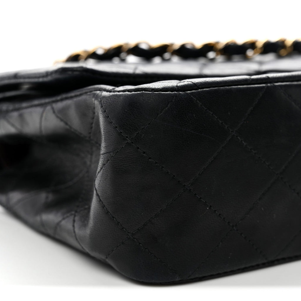 Lambskin Quilted Small Double Flap Black