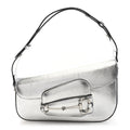 Metallic Demetra Small Horsebit 1955 Asymmetric Shoulder Bag Silver