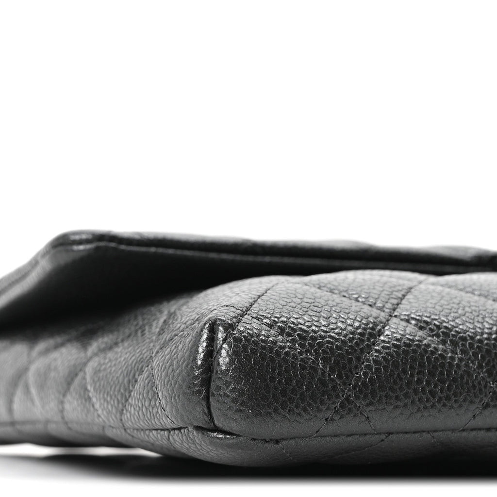Caviar Quilted Flap Clutch Dark Grey