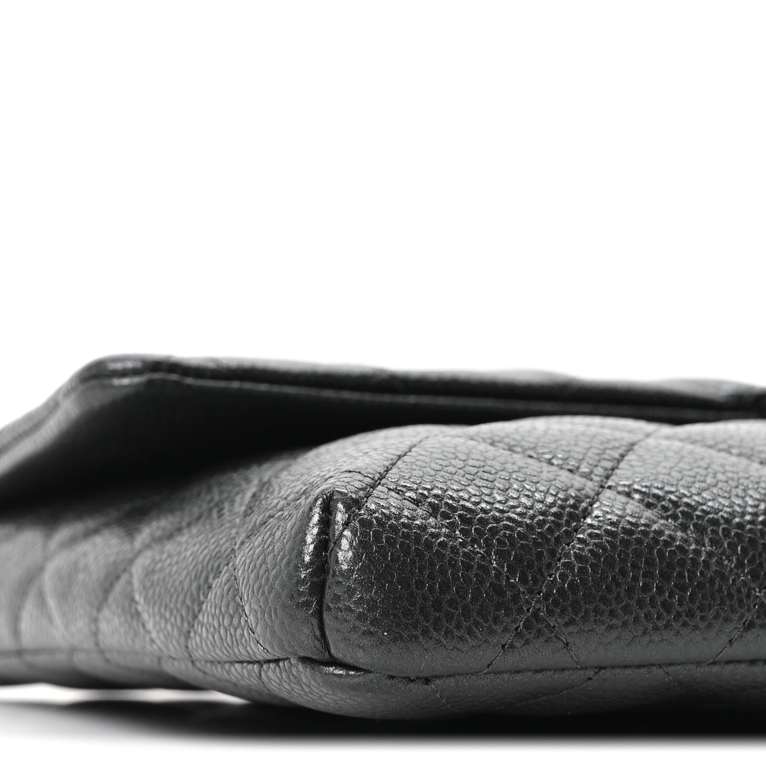 Caviar Quilted Flap Clutch Dark Grey