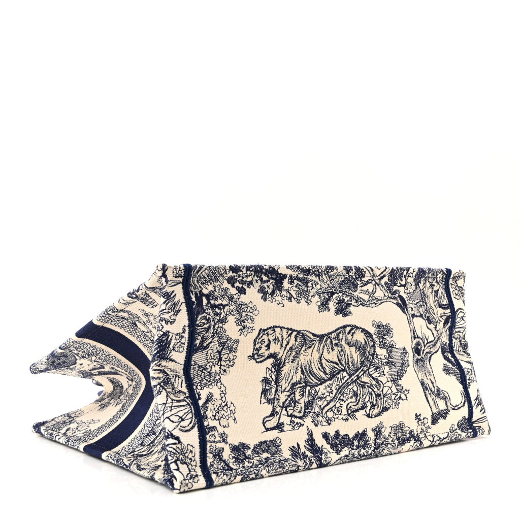 Canvas Embroidered Medium Dioriviera Toile De Jouy Book Tote Blue
