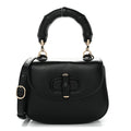 Boarded Dyana Lux Calfskin Web Monochrome Mini Bamboo 1947 Top Handle Bag Black