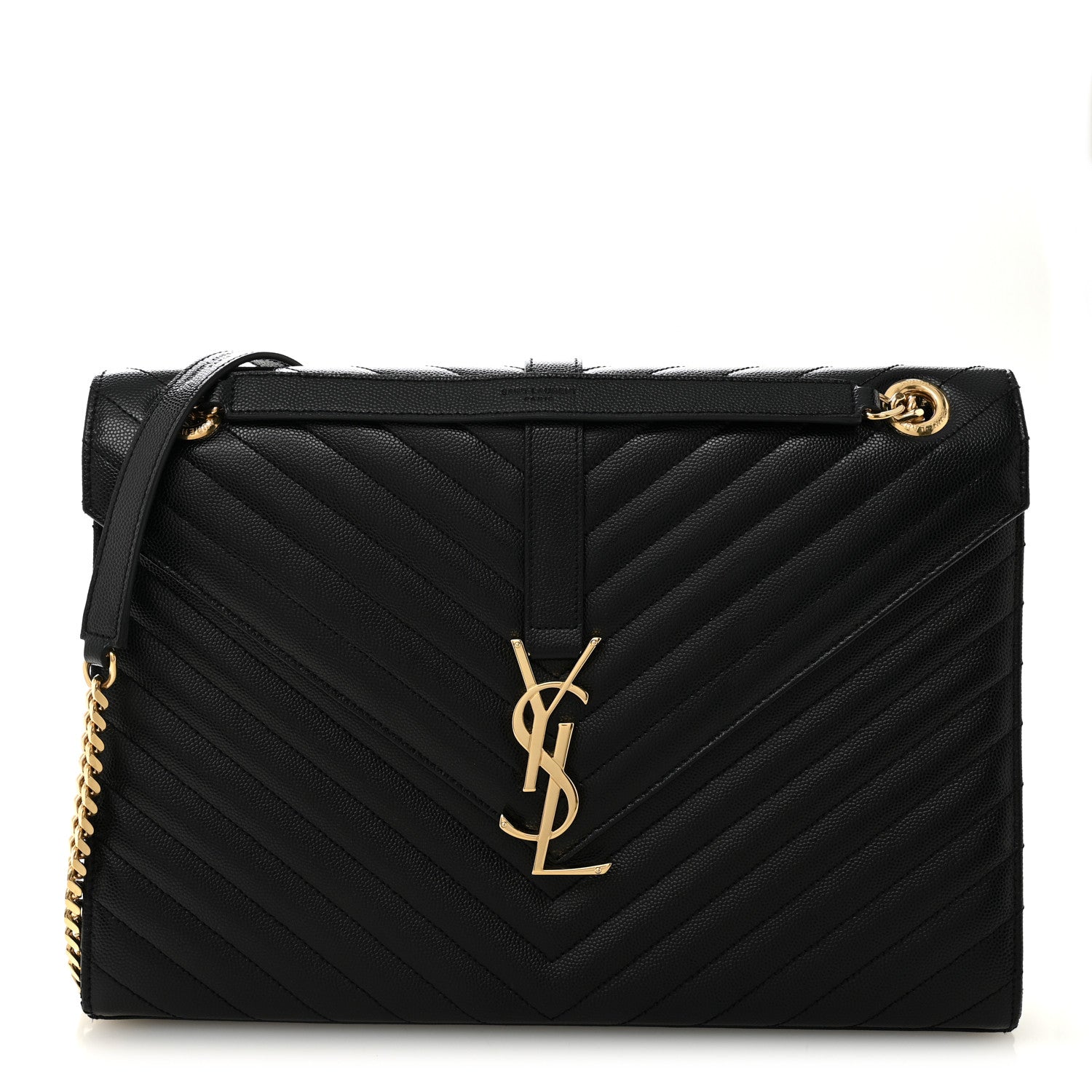 Grain De Poudre Matelasse Chevron Large Monogram Satchel Black