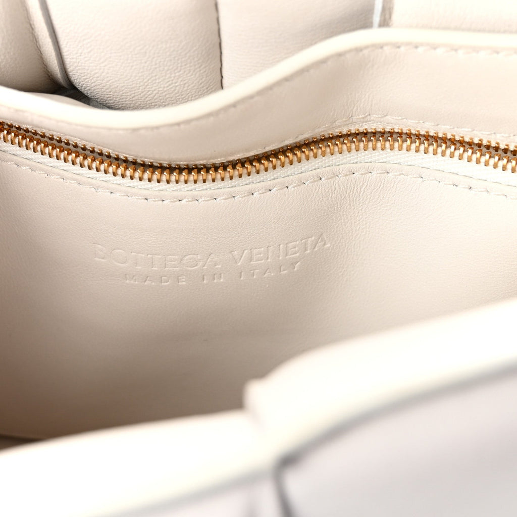 Lambskin Maxi Intreccio Padded Chain Cassette Crossbody Bag White