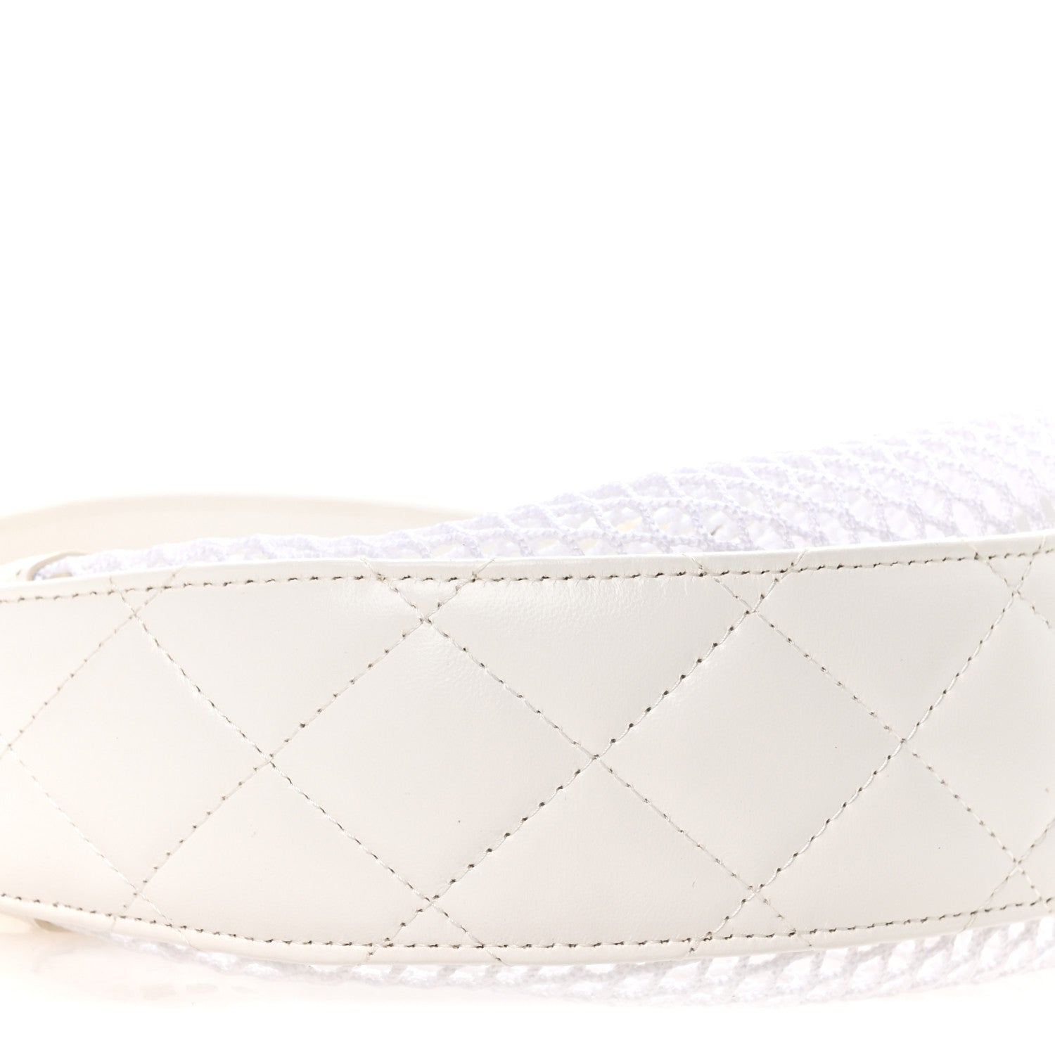 Mesh Shiny Lambskin Chain Hobo White