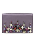 Satin Raso Crystal Embellished Clutch Mirtillo