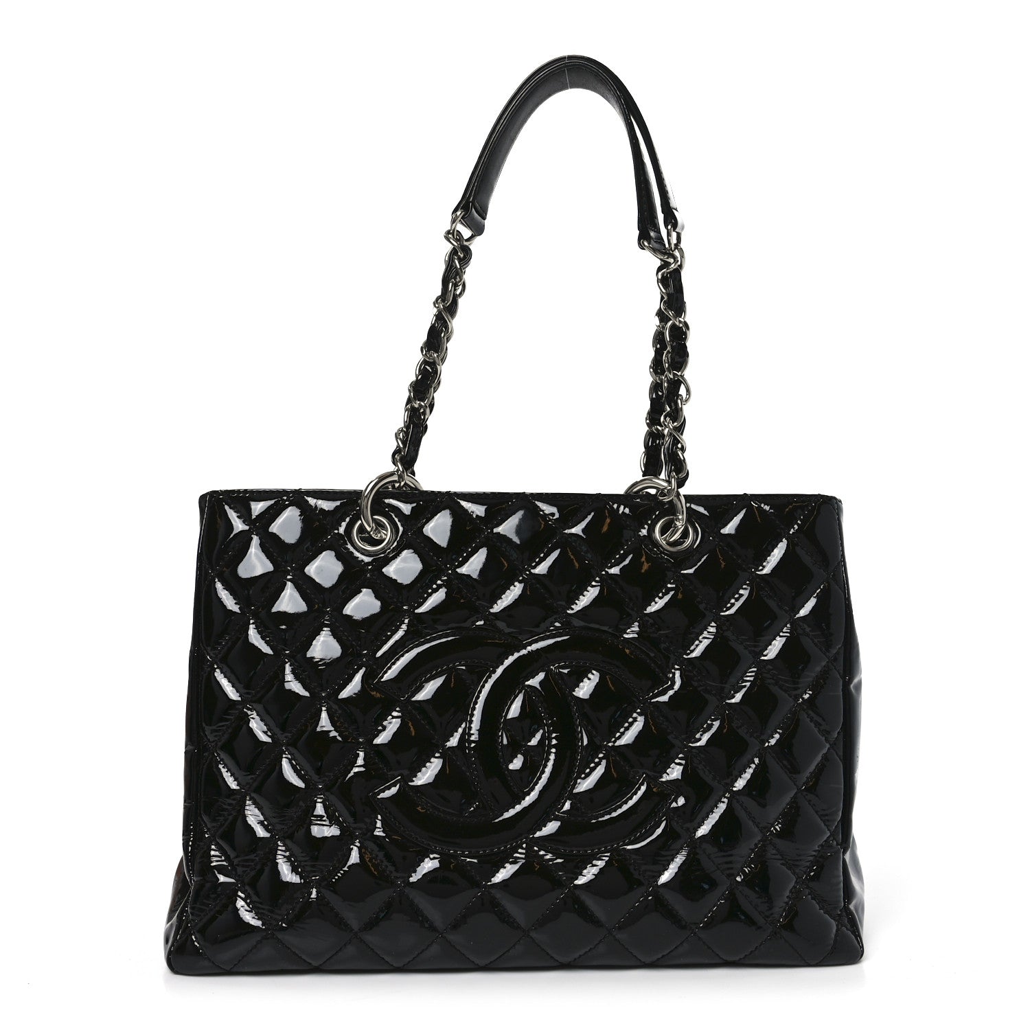 Patent Quilted Grand Shopping Tote GST Black