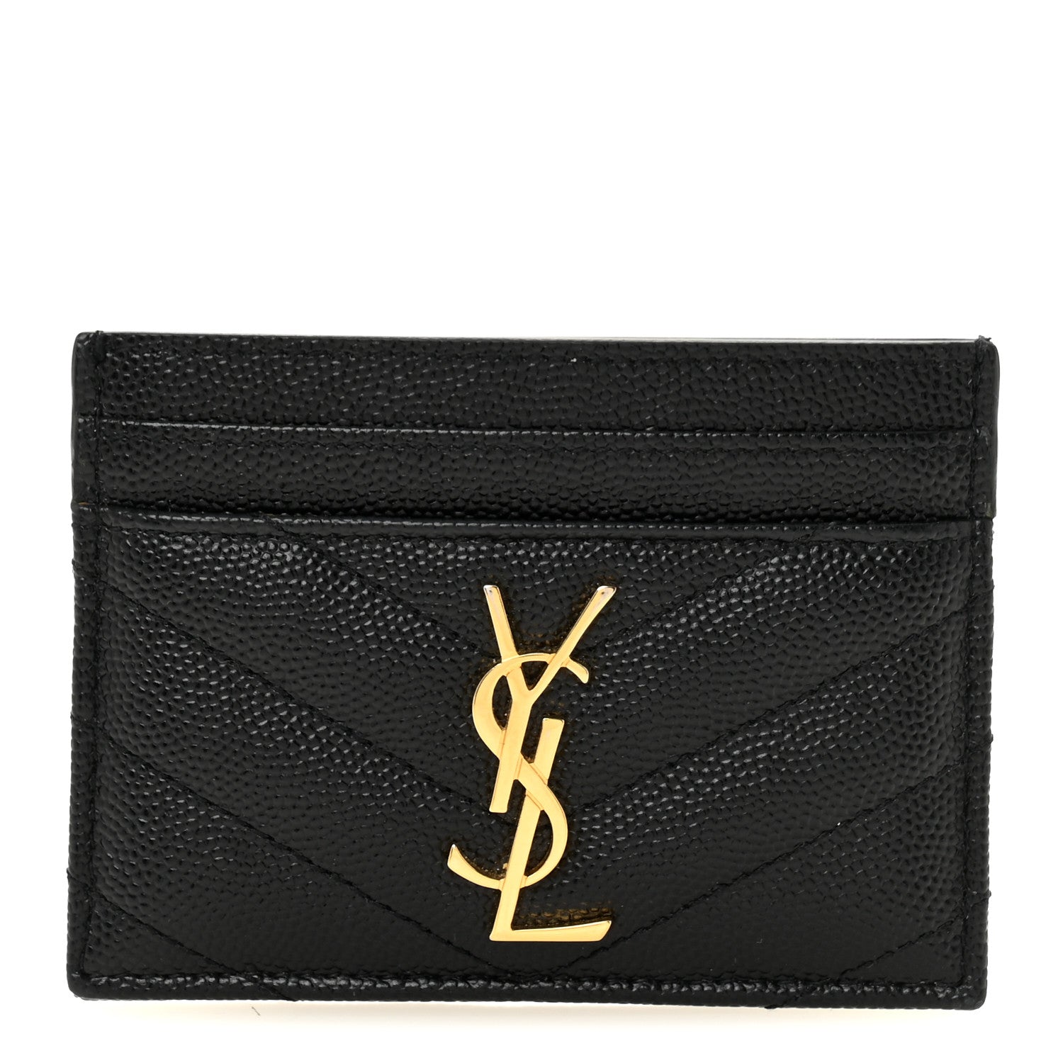 Grain De Poudre Matelasse Chevron Monogram Credit  Case Black