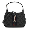 X BALENCIAGA BB Monogram Calfskin Web Mini Jackie 1961 Hobo Black