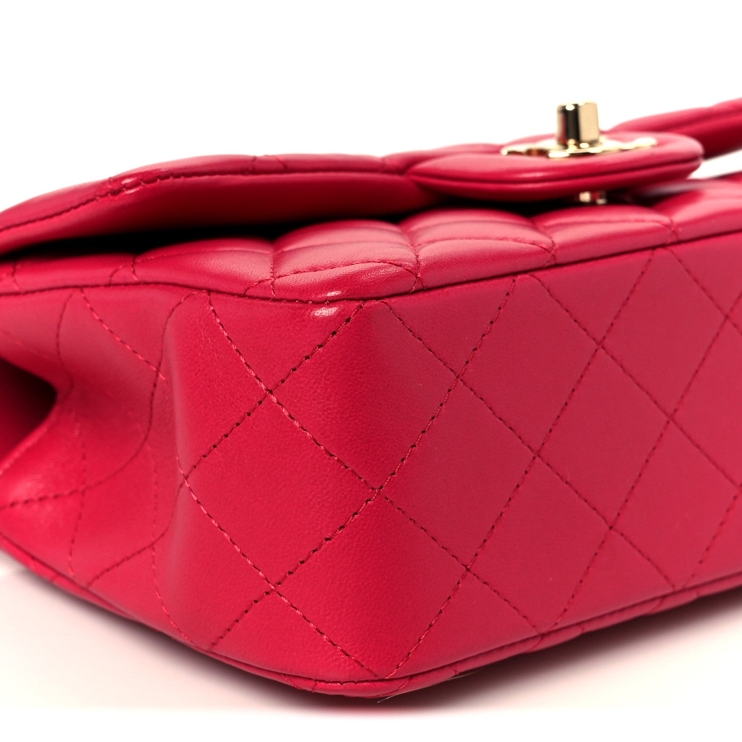 Lambskin Quilted Mini Top Handle Rectangular Flap Fuchsia