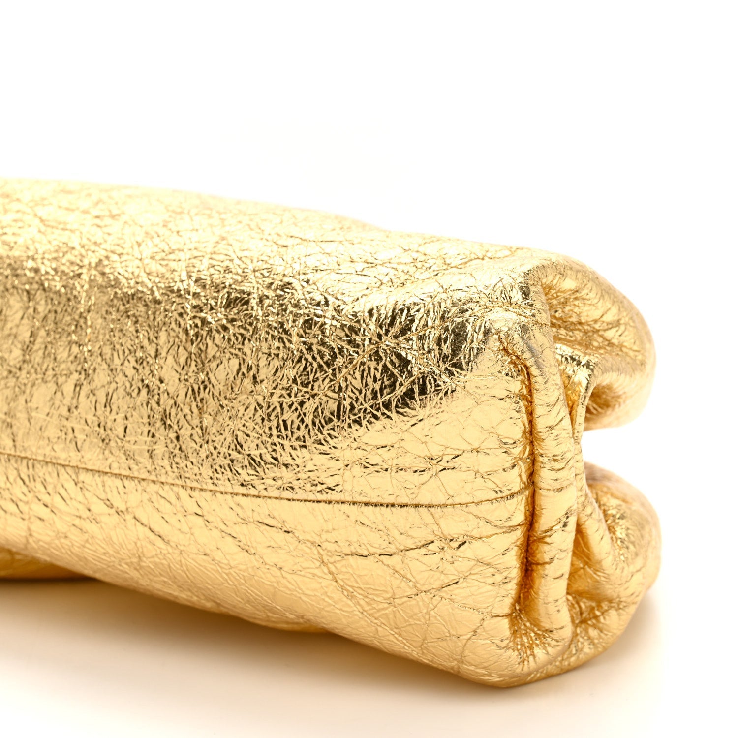 Metallic Crinkled Lambskin The Pouch Oversized Clutch Oro