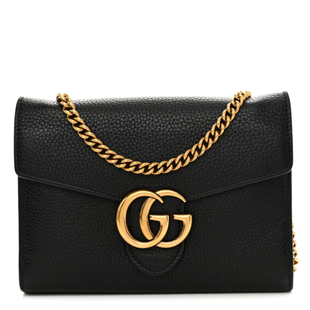 Calfskin GG Marmont Chain Wallet Black
