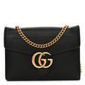 Calfskin GG Marmont Chain Wallet Black