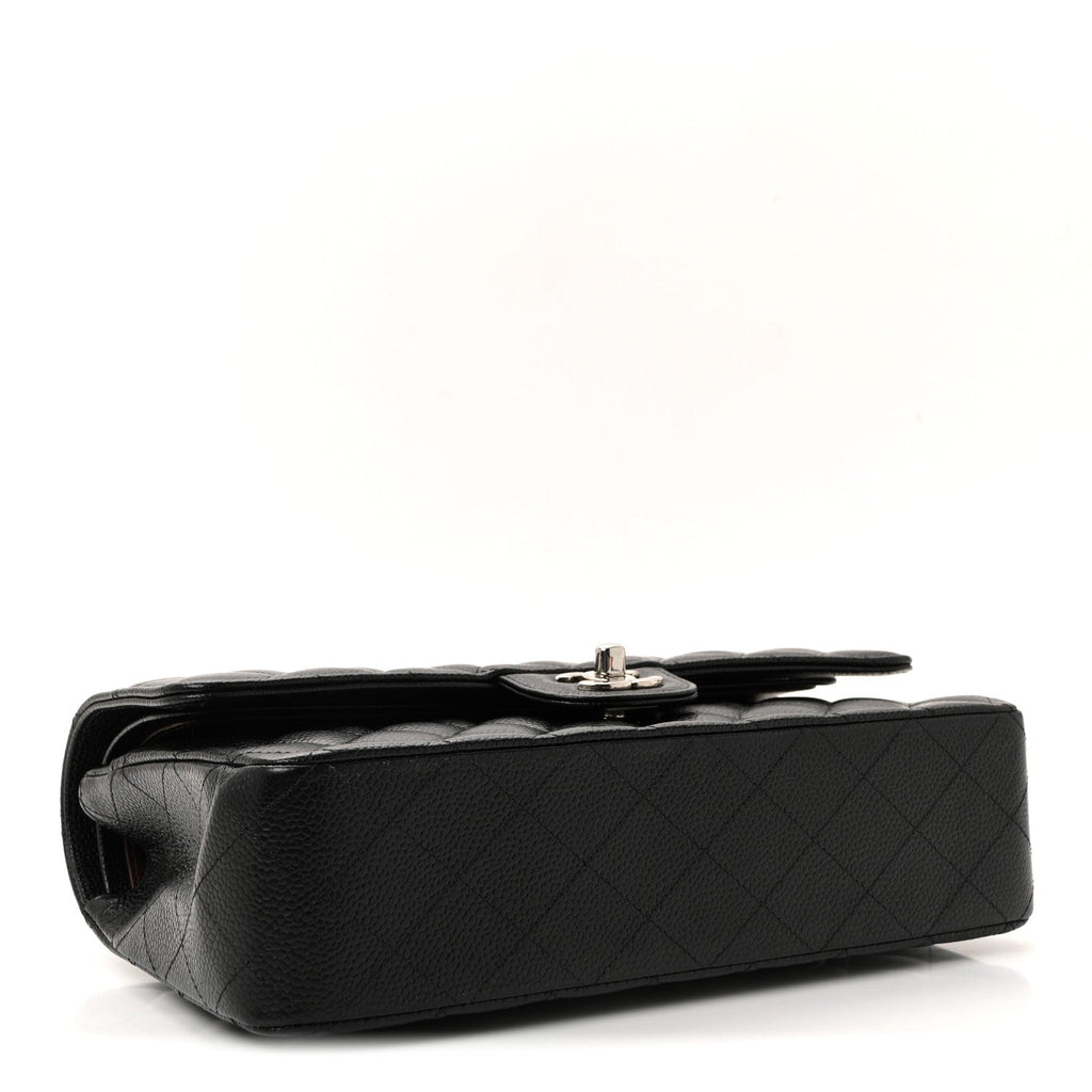 Caviar Quilted Medium Double Flap Black
