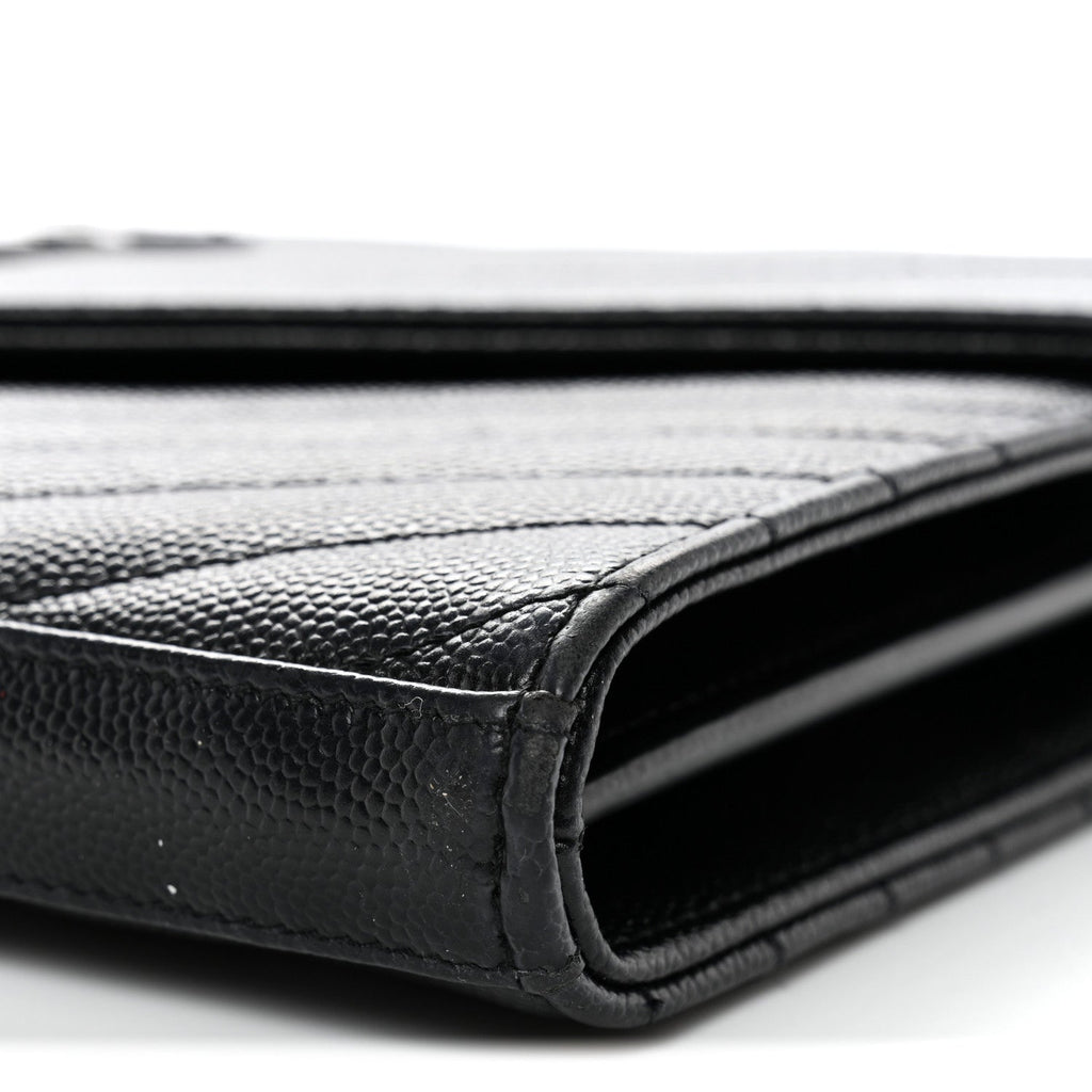 Grain De Poudre Matelasse Chevron Monogram Chain Wallet Black