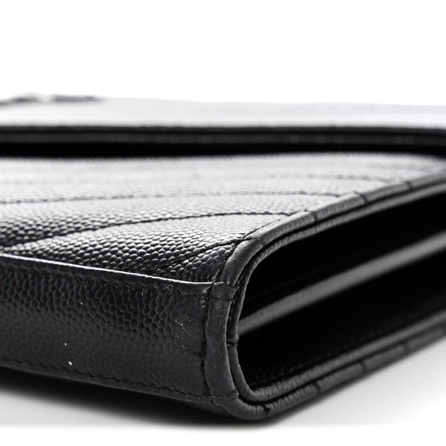 Grain De Poudre Matelasse Chevron Monogram Chain Wallet Black