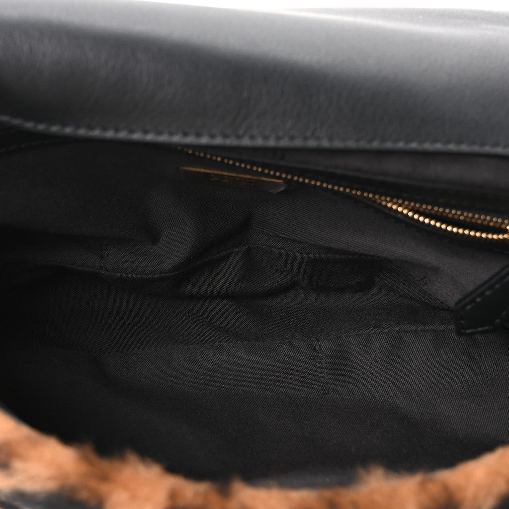Shearling Vitello Dolce Macro FF 1974 Baguette Tobacco Black