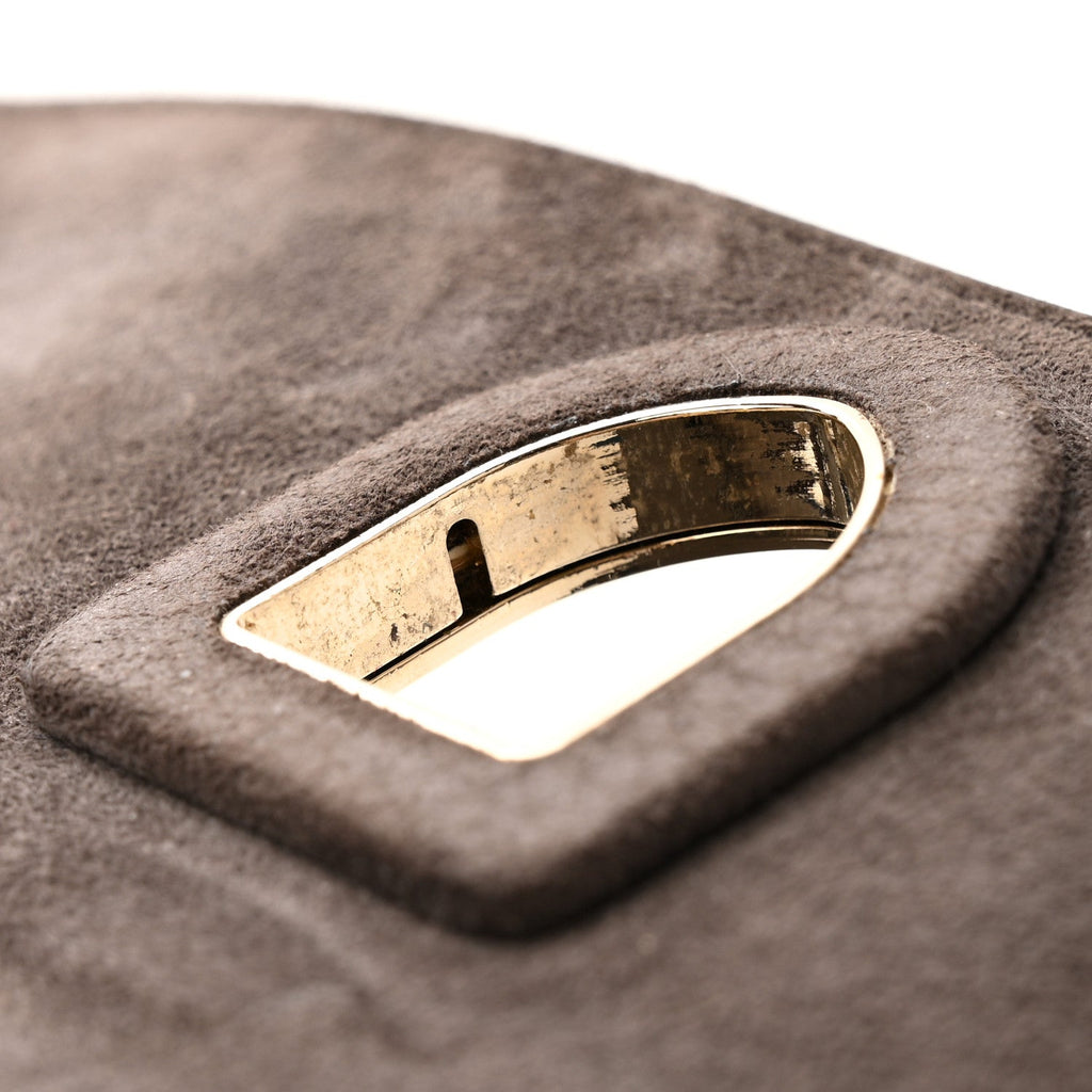 Grained Calfskin Medium Diorever Flap Dark Brown
