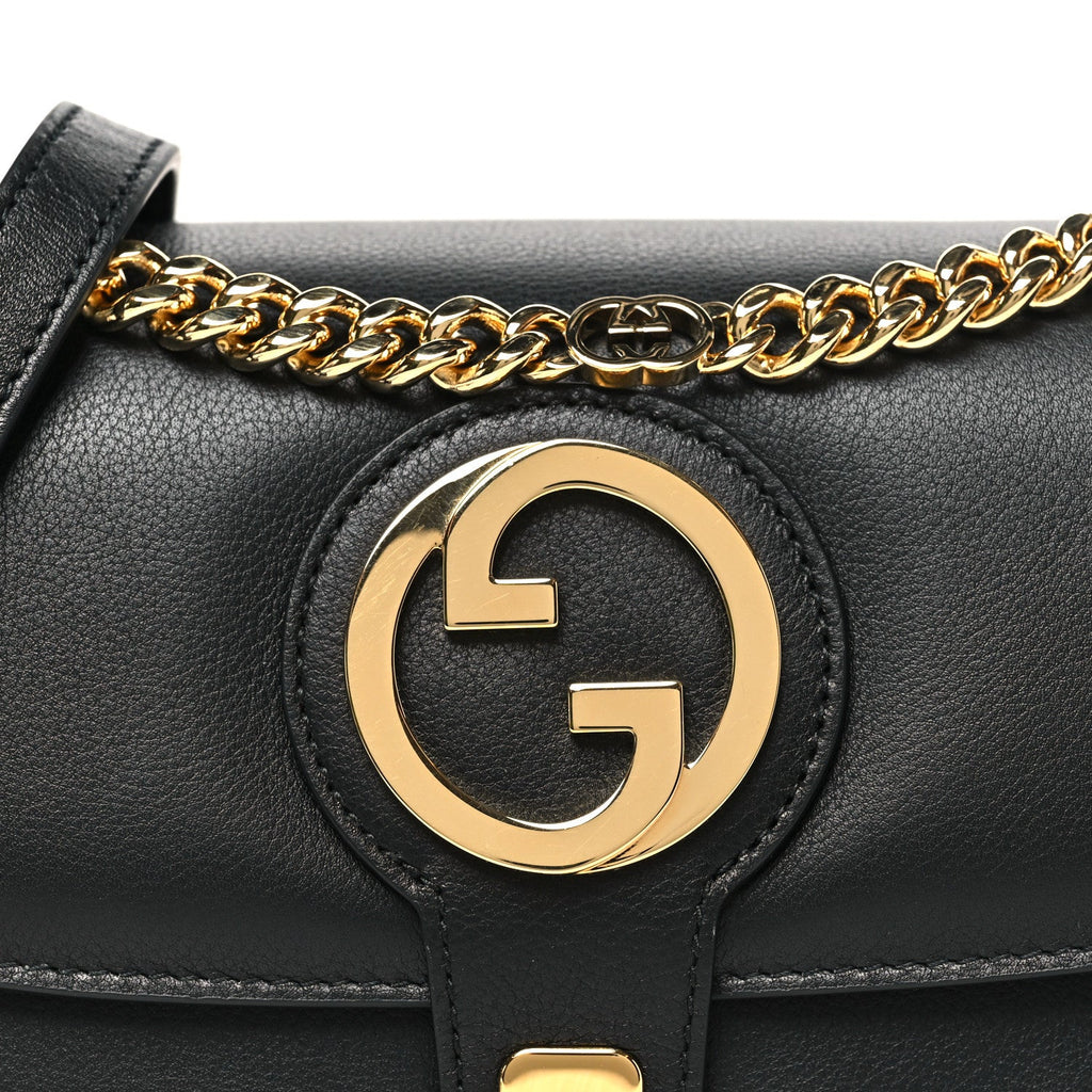 Roxy Calfskin Small Blondie Top Handle Shoulder Flap Bag Black