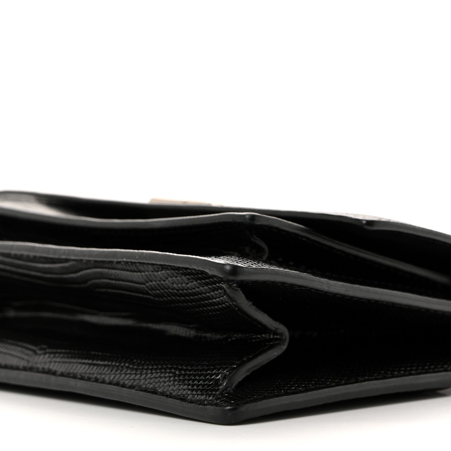 Patent Calfskin Lizard Embossed XS Sharp Top Handle Bag Black